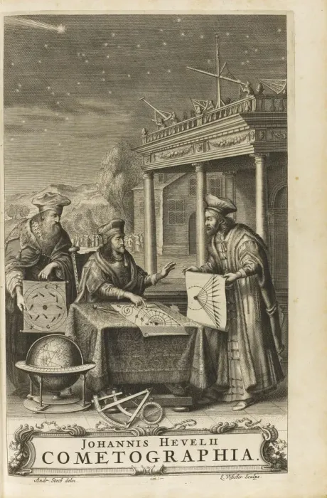 Framed Print : Cometographia. Frontispiece, 1668. Artist: Hevelius, Johannes (1611-1687) Framed Print : Cometographia. Frontispiece, 1668. Artist: Hevelius, Johannes (1611-1687)