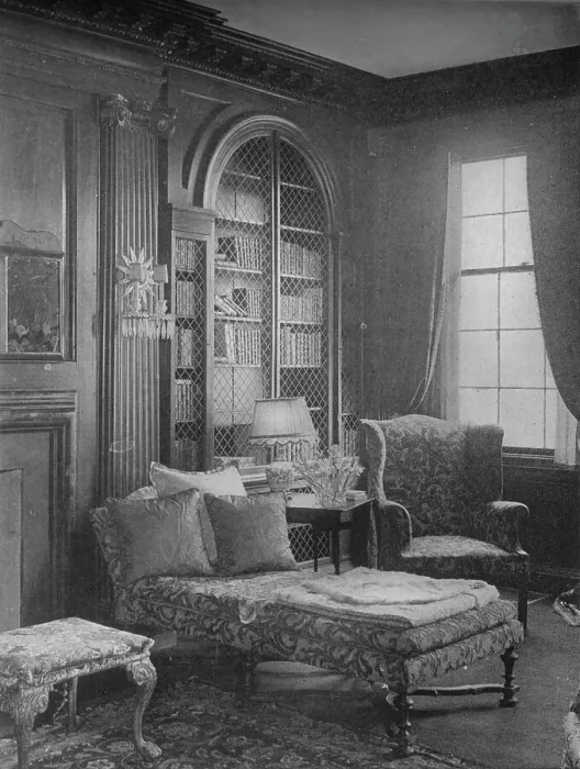 Framed Print : Comfortable corner in the library showing bookcase, house of Miss Anne Morgan, New York City, 1924