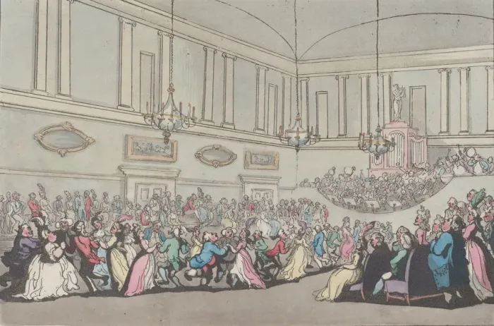 Framed Print : Comforts of Bath, Plate 10, January 6, 1798. January 6, 1798. Creator: Thomas Rowlandson
