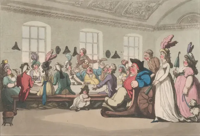 Framed Print : Comforts of Bath, Plate 11, January 6, 1798. January 6, 1798. Creator: Thomas Rowlandson Framed Print : Comforts of Bath, Plate 11, January 6, 1798. January 6, 1798. Creator: Thomas Rowlandson