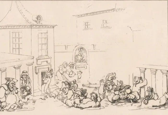 Framed Print : Comforts of Bath, Plate 7, January 6, 1798. January 6, 1798. Creator: Thomas Rowlandson Framed Print : Comforts of Bath, Plate 7, January 6, 1798. January 6, 1798. Creator: Thomas Rowlandson