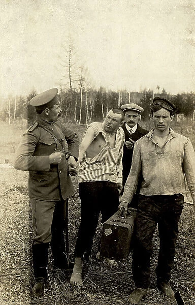 Comic scene 'Arrest', 1913-1914. Creator: S. Ia. Mamontov. Comic scene 'Arrest', 1913-1914. Creator: S. Ia. Mamontov