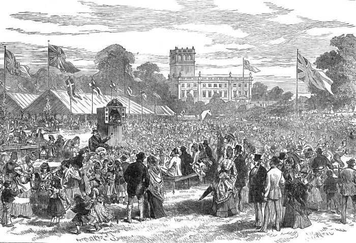 Framed Print : Coming of age of the Marquis of Stafford: festivities at Trentham Hall, 1872. Creator: Unknown Framed Print : Coming of age of the Marquis of Stafford: festivities at Trentham Hall, 1872. Creator: Unknown