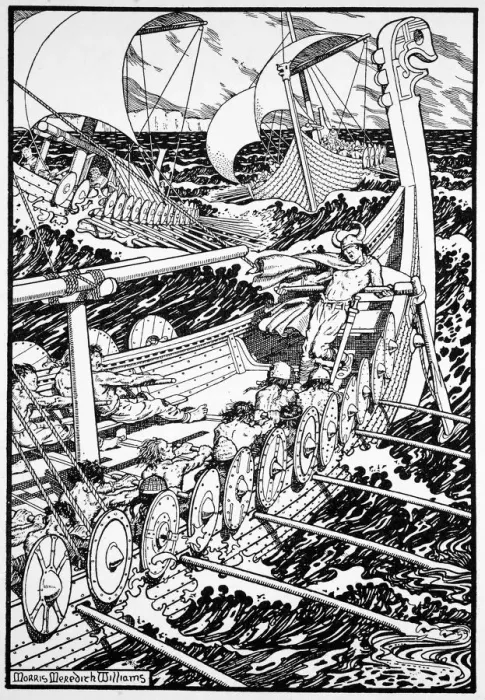 Framed Print : The Coming of the Northmen, 1913. Artist: Morris Meredith Williams Framed Print : The Coming of the Northmen, 1913. Artist: Morris Meredith Williams