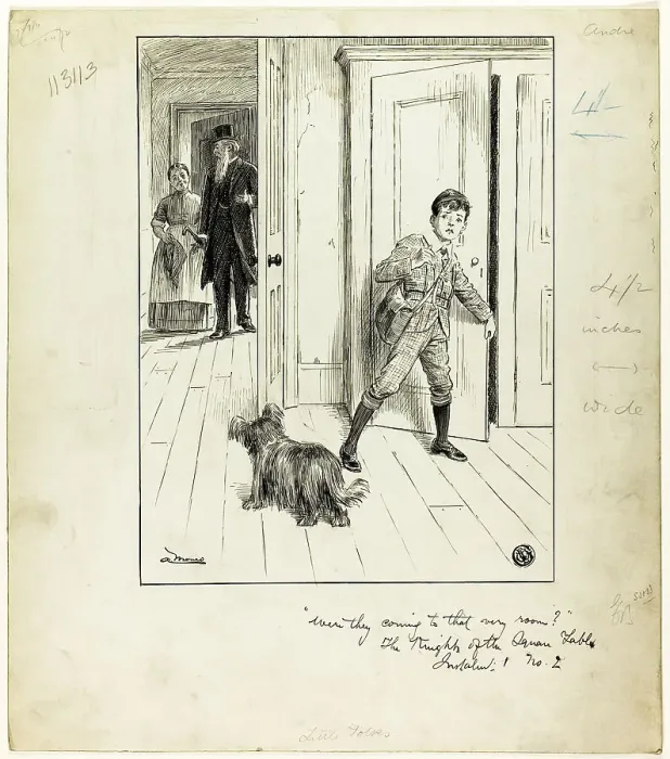 Framed Print : Were They Coming to That Very Room? (The Knights of the Square Table), c.1890. Creator: A. Monro Framed Print : Were They Coming to That Very Room? (The Knights of the Square Table), c.1890. Creator: A. Monro