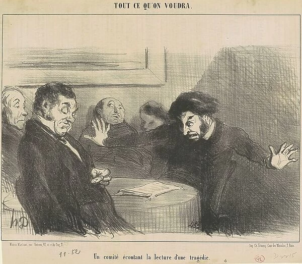 Un comité écoutant la lecture d'une tragédie, 19th century. Creator: Honore Daumier