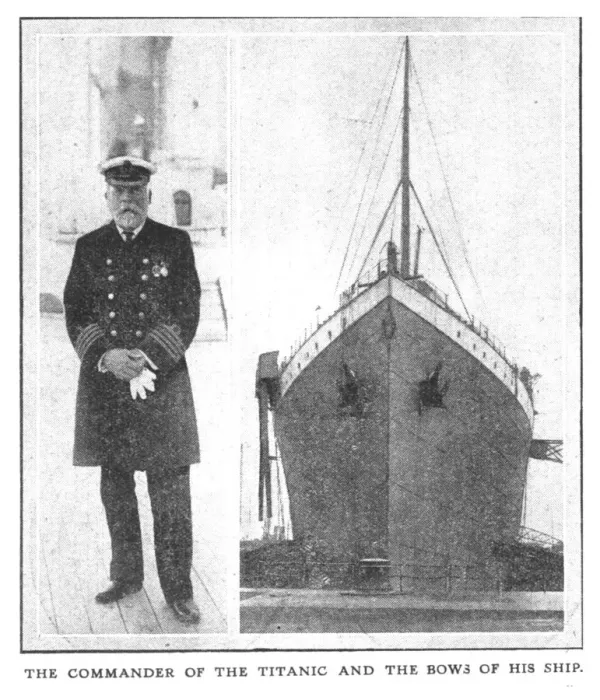 Framed Print : The Commander of the Titanic and the Bows of his Ship, (April 20), 1912. Creator: Unknown Framed Print : The Commander of the Titanic and the Bows of his Ship, (April 20), 1912. Creator: Unknown