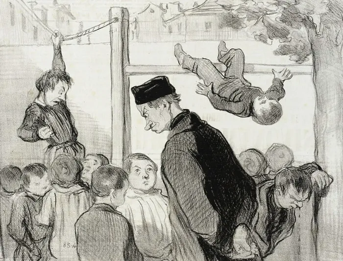 Framed Print : Çomme quoi la gymnastique forme les membres.. 1845. Creator: Honore Daumier Framed Print : Çomme quoi la gymnastique forme les membres.. 1845. Creator: Honore Daumier