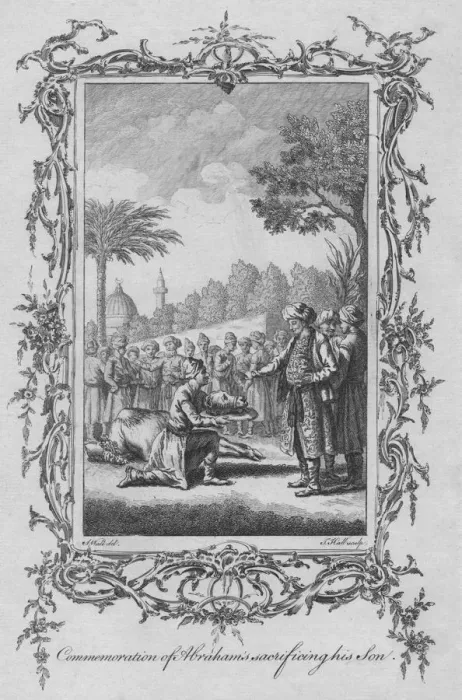 Framed Print : Commemoration of Abrahams sacrificing of his Son, mid 18th century. Creator: J Hall Framed Print : Commemoration of Abrahams sacrificing of his Son, mid 18th century. Creator: J Hall