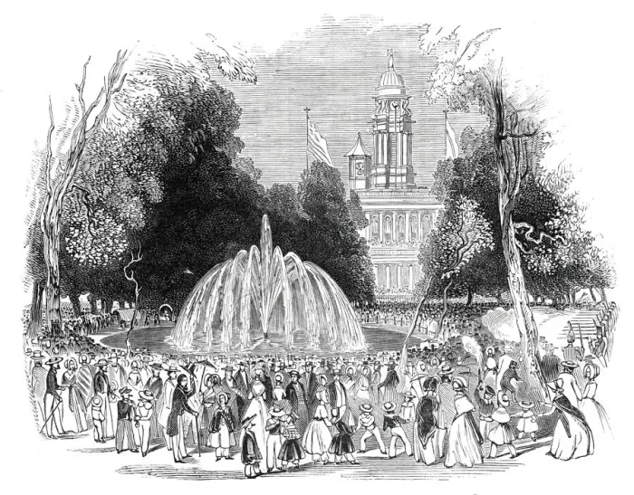 Framed Print : Commemoration of Independence at New York - scene in the park, 1844. Creator: Unknown Framed Print : Commemoration of Independence at New York - scene in the park, 1844. Creator: Unknown