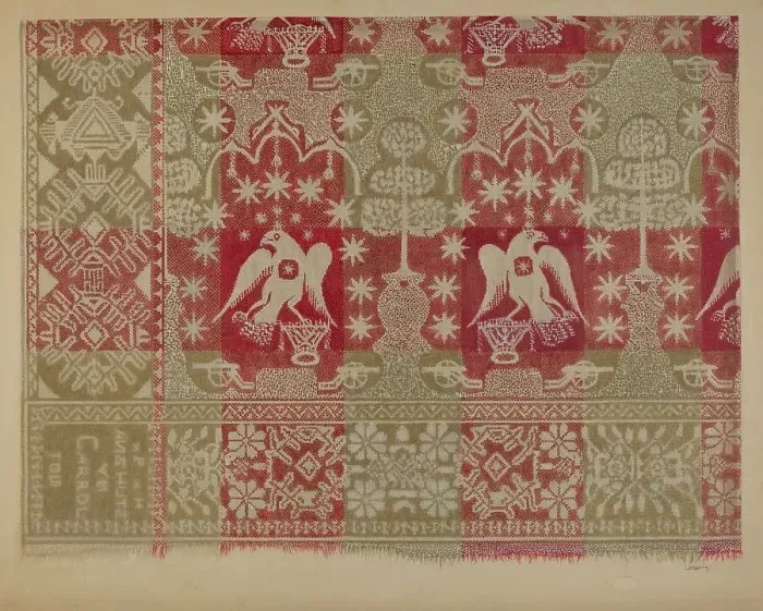 Framed Print : Commemorative Coverlet, c. 1939. Creator: John Wilkes Framed Print : Commemorative Coverlet, c. 1939. Creator: John Wilkes