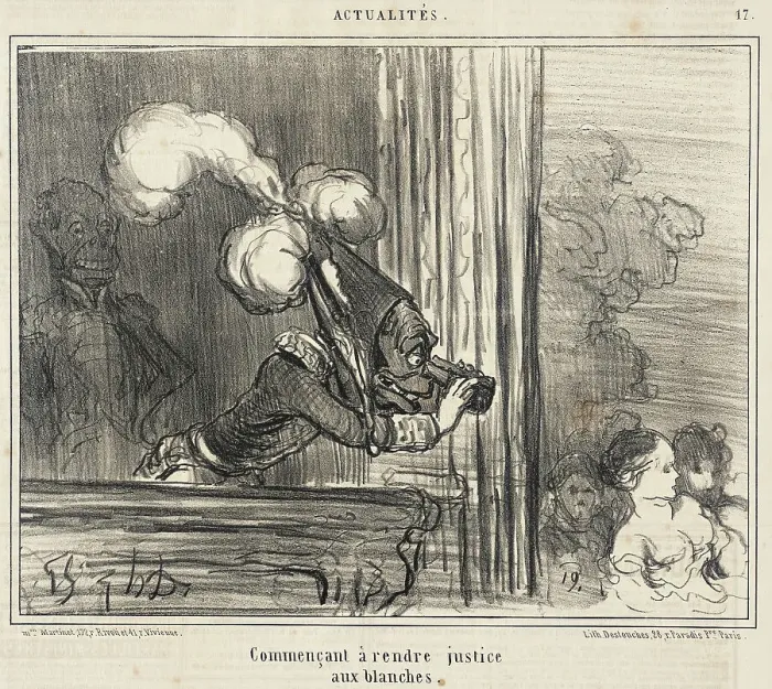 Framed Print : Commençant à rendre justice aux blanches, 1859. Creator: Honore Daumier Framed Print : Commençant à rendre justice aux blanches, 1859. Creator: Honore Daumier