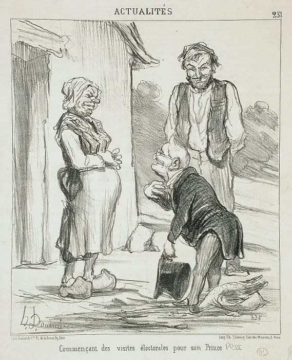 Framed Print : Commençant des visites...pour son Prince, 1851. Creator: Honore Daumier Framed Print : Commençant des visites...pour son Prince, 1851. Creator: Honore Daumier