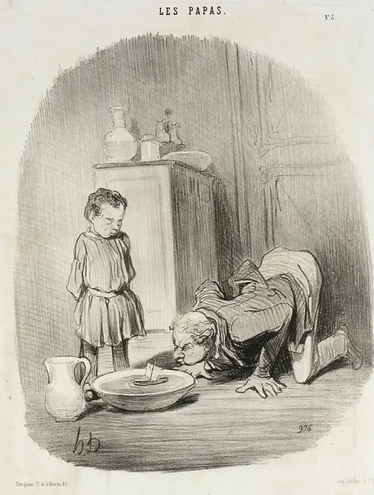 Framed Print : Comment on donne aux jeunes gens le goût de la navigation, 1846. Creator: Honore Daumier Framed Print : Comment on donne aux jeunes gens le goût de la navigation, 1846. Creator: Honore Daumier