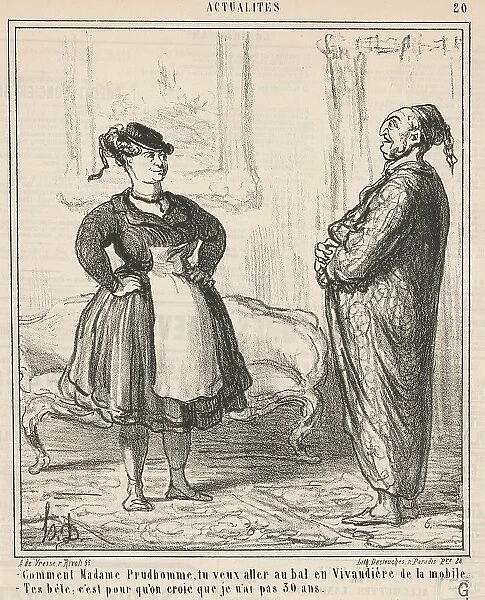 Comment Madame Prudhomme... En vivandière... 19th century. Creator: Honore Daumier