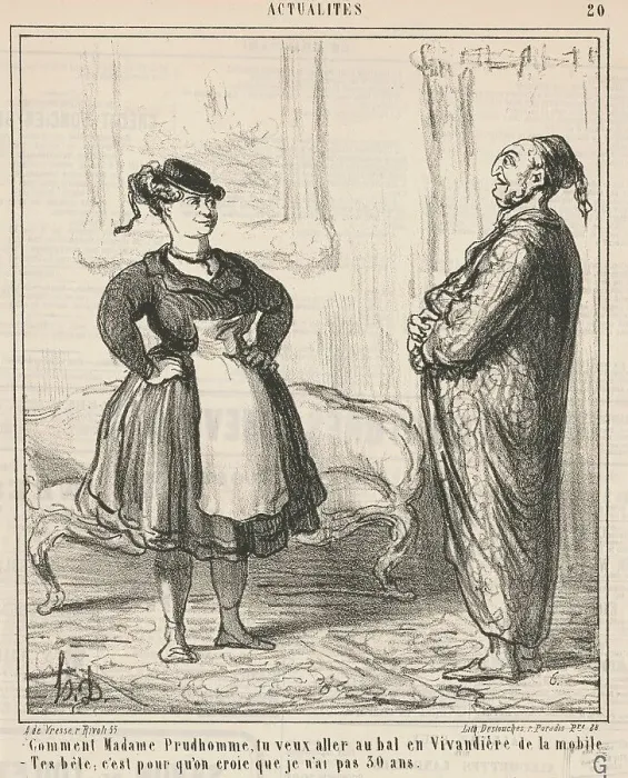Framed Print : Comment Madame Prudhomme... En vivandière... 19th century. Creator: Honore Daumier Framed Print : Comment Madame Prudhomme... En vivandière... 19th century. Creator: Honore Daumier
