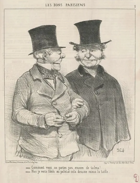 Framed Print : Comment vous portez pas encore de talma?... 19th century. Creator: Honore Daumier Framed Print : Comment vous portez pas encore de talma?... 19th century. Creator: Honore Daumier