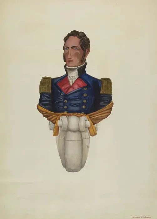 Framed Print : Commodore Morris Figurehead, c. 1938. Creator: F. W. Powell Framed Print : Commodore Morris Figurehead, c. 1938. Creator: F. W. Powell