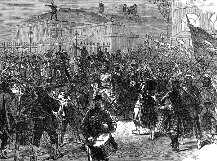 Framed Print : The Commune in Paris: Communists...going out to fight the troops from Versailles, 1871. Creator: Unknown Framed Print : The Commune in Paris: Communists...going out to fight the troops from Versailles, 1871. Creator: Unknown