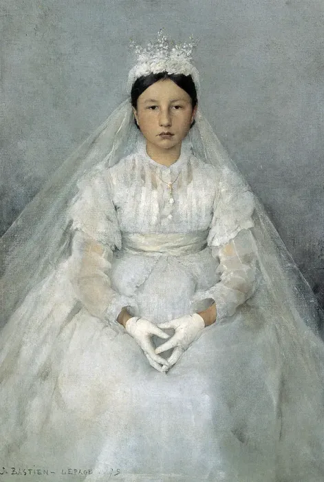 Framed Print : The Communicant, 1875. Artist: Jules Bastien-Lepage Framed Print : The Communicant, 1875. Artist: Jules Bastien-Lepage
