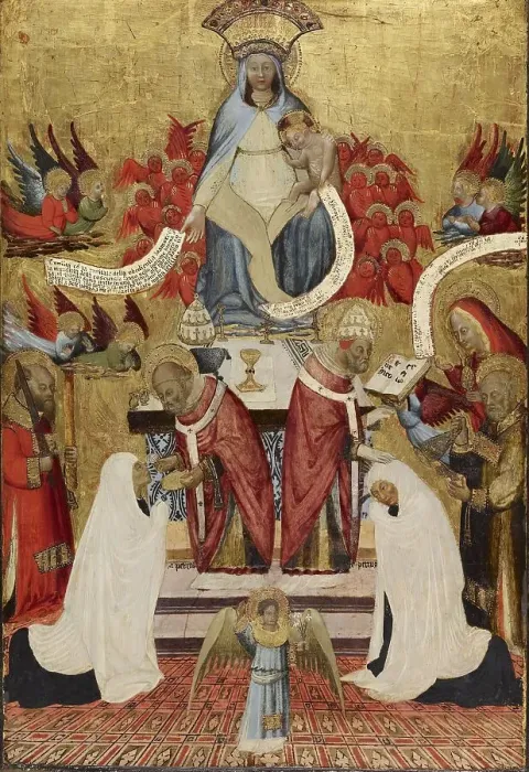 Framed Print : Communion and Consecration of Santa Francesca Romana, c1445. Creator: Antonio del Massaro da Viterbo Framed Print : Communion and Consecration of Santa Francesca Romana, c1445. Creator: Antonio del Massaro da Viterbo