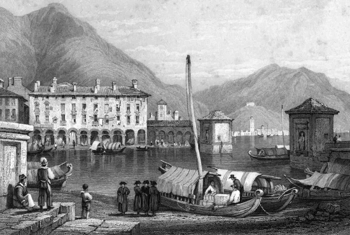 Framed Print : Como and Lake Como, Lombardy, Italy, 19th century. Artist: Thomas Barber Framed Print : Como and Lake Como, Lombardy, Italy, 19th century. Artist: Thomas Barber