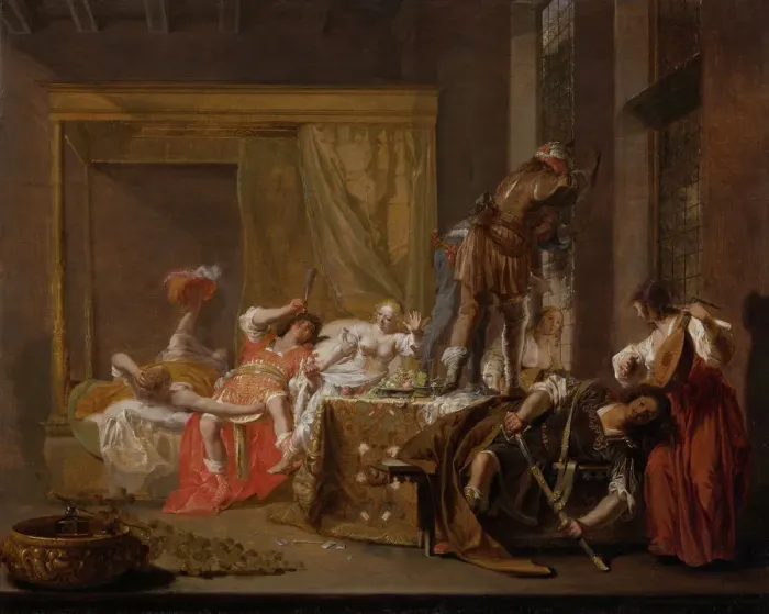 Framed Print : Company in a Brothel (Messalina und Gaius Silius), 1655. Artist: Knupfer, Nicolaes (1609-1655) Framed Print : Company in a Brothel (Messalina und Gaius Silius), 1655. Artist: Knupfer, Nicolaes (1609-1655)
