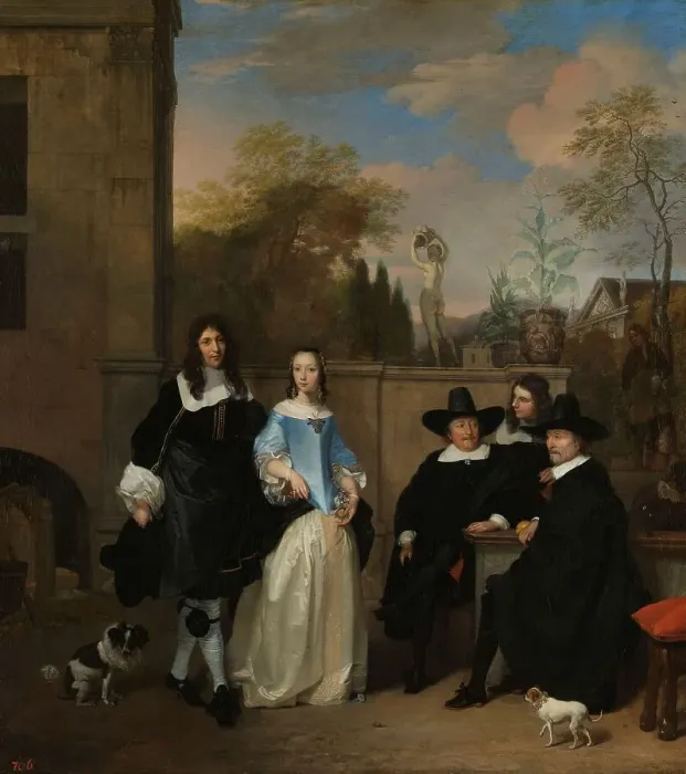 Framed Print : Company in a Garden, 1661. Creator: Barend Graat Framed Print : Company in a Garden, 1661. Creator: Barend Graat