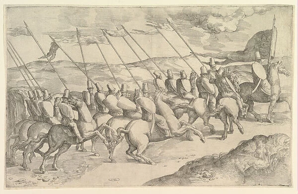 A Company of Horsemen. Creator: Battista Franco Veneziano