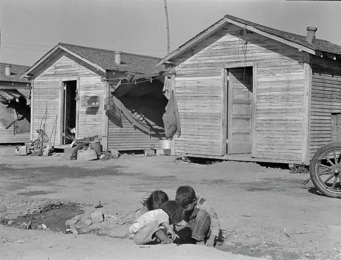 Framed Print : Company housing for cotton workers near Corcoran, California, 1936. Creator: Dorothea Lange Framed Print : Company housing for cotton workers near Corcoran, California, 1936. Creator: Dorothea Lange