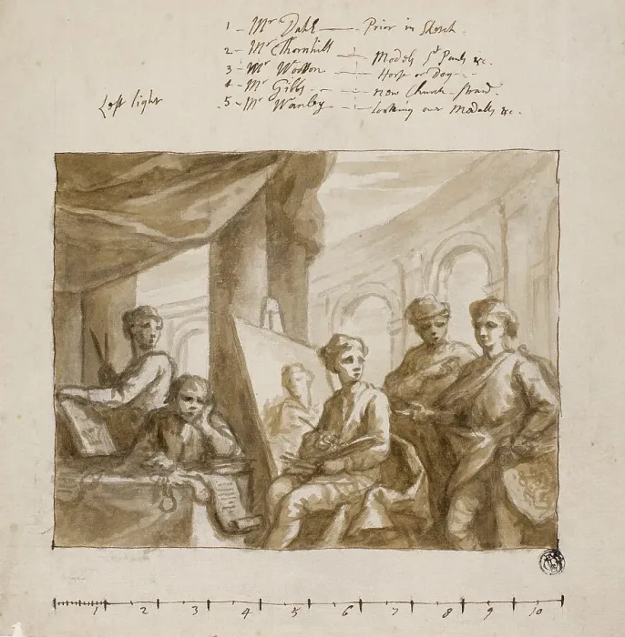 Framed Print : Company of Painters, c. 1719. Creator: Sir James Thornhill Framed Print : Company of Painters, c. 1719. Creator: Sir James Thornhill
