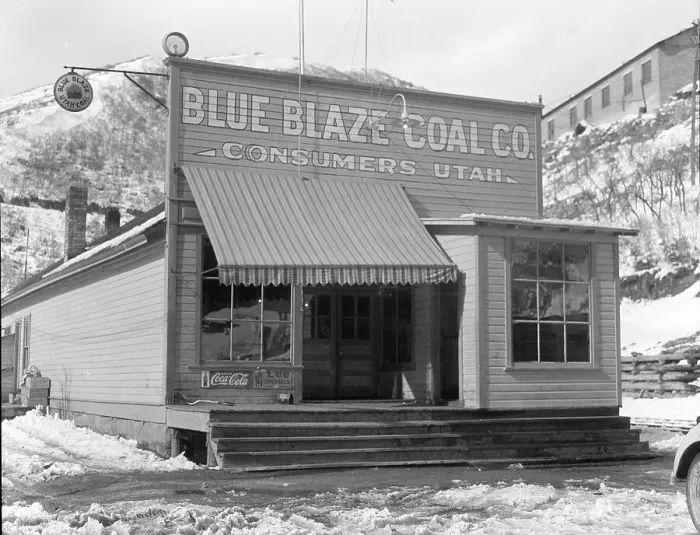 Framed Print : Company store in coal town, Consumers, near Price, Utah, 1936. Creator: Dorothea Lange Framed Print : Company store in coal town, Consumers, near Price, Utah, 1936. Creator: Dorothea Lange