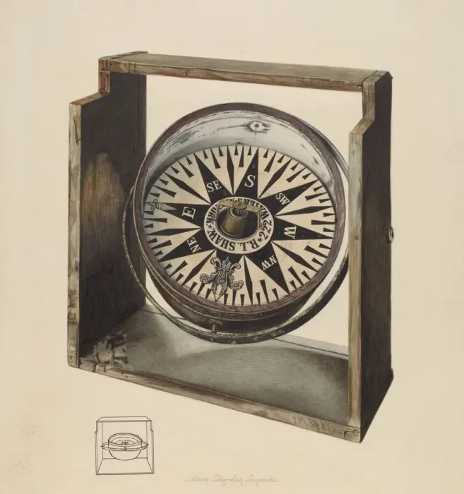 Framed Print : Compass, 1938. Creator: Lloyd Charles Lemcke Framed Print : Compass, 1938. Creator: Lloyd Charles Lemcke