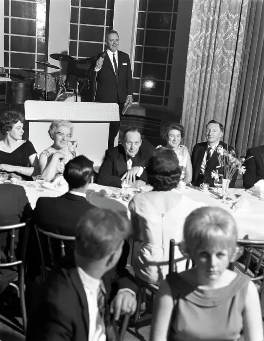 Framed Print : Compere at a social evening, Doncaster, South Yorkshire, 1964. Artist: Michael Walters Framed Print : Compere at a social evening, Doncaster, South Yorkshire, 1964. Artist: Michael Walters