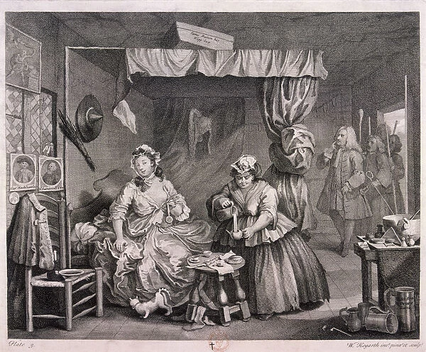 The Compleat trull at her lodging in Drury Lane, plate III of The Harlots Progress, 1732