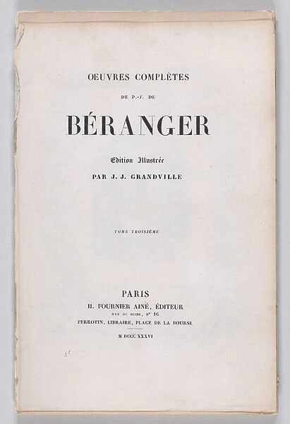 The Complete Works of Beranger, 1836. 1836. Creator: Anon