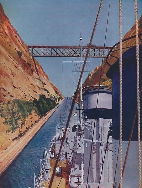 Completed in 1893, the Corinth Canal, 1937