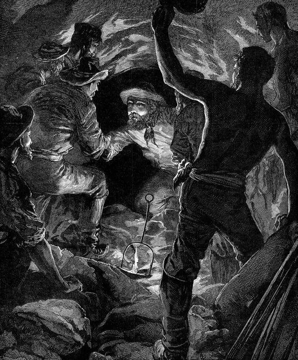 Framed Print : Completion of the St. Gothard Tunnel: meeting of workmen...in centre of tunnel, 1880. Creator: Unknown Framed Print : Completion of the St. Gothard Tunnel: meeting of workmen...in centre of tunnel, 1880. Creator: Unknown