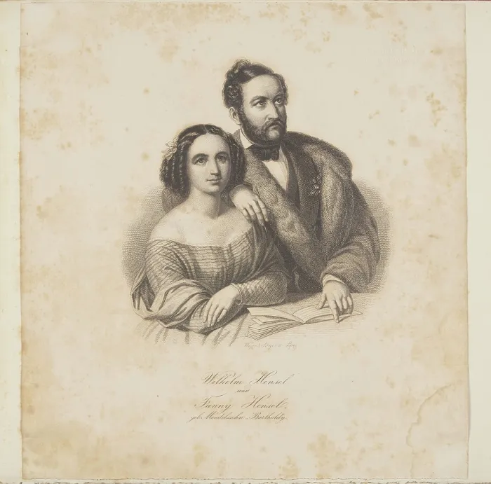 Framed Print : Composer Fanny Hensel, nee Mendelssohn Bartholdy, and her husband, Wilhelm Hensel, 1846. Creator: Singer, Johann Paul (1823-?) Framed Print : Composer Fanny Hensel, nee Mendelssohn Bartholdy, and her husband, Wilhelm Hensel, 1846. Creator: Singer, Johann Paul (1823-?)