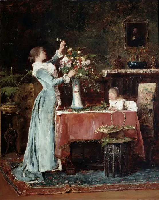 Framed Print : Composing a Bouquet, 1880s Framed Print : Composing a Bouquet, 1880s