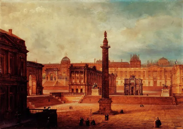 Framed Print : Composite view of Parisian landmarks, 1836. Creator: Domenico Ferri Framed Print : Composite view of Parisian landmarks, 1836. Creator: Domenico Ferri