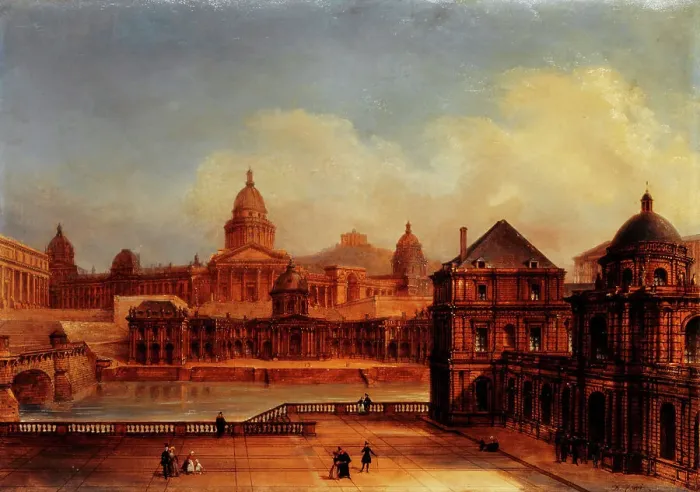 Framed Print : Composite view of Parisian landmarks, c1836. Creator: Domenico Ferri Framed Print : Composite view of Parisian landmarks, c1836. Creator: Domenico Ferri
