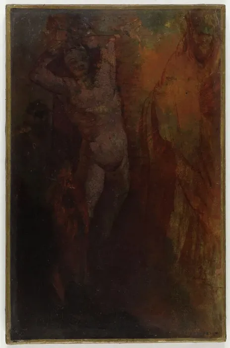 Framed Print : (Composition à trois personnages (Flagellation ?). Creator: Odilon Redon Framed Print : (Composition à trois personnages (Flagellation ?). Creator: Odilon Redon