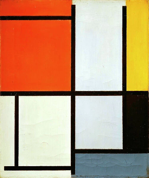 Composition No. 3 with orange-red, yellow, black and grey, 1921. Creator: Mondrian, Piet (1872-1944)
