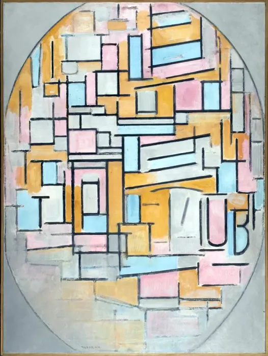 Framed Print : Composition in oval with color planes 2, 1914