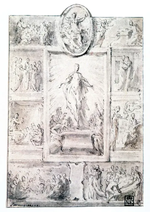 Framed Print : Composition Sketch, c1513-1540. Artist: Parmigianino Framed Print : Composition Sketch, c1513-1540. Artist: Parmigianino