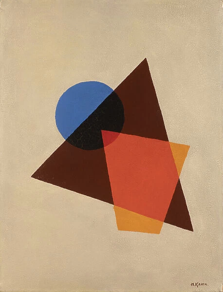 Composition with transparent red, brown and blue, 1920. Creator: Klyun