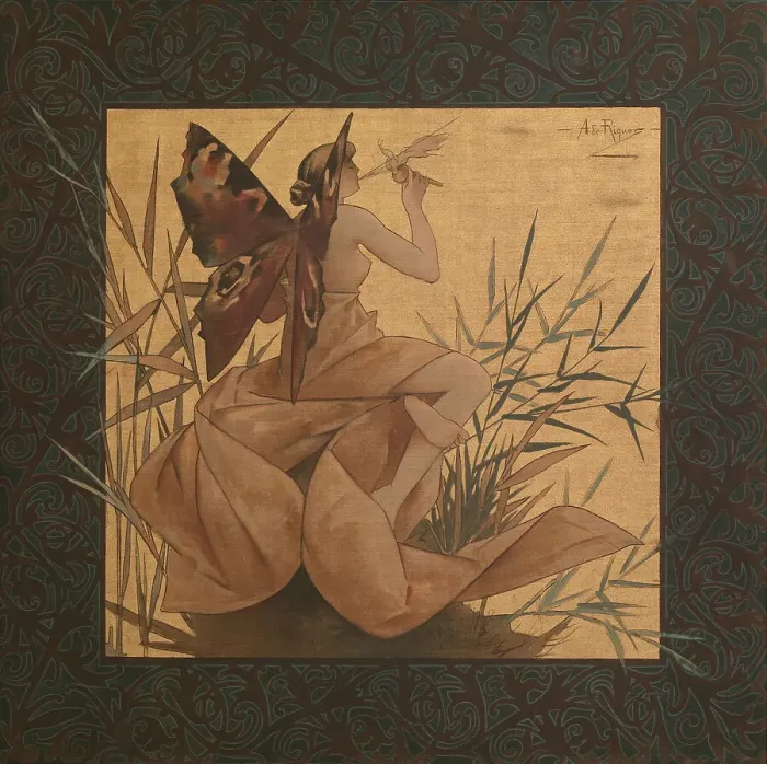 Framed Print : Composition with winged nymph among the reeds, 1887. Artist: Riquer Inglada, Alejandro de (1856-1920) Framed Print : Composition with winged nymph among the reeds, 1887. Artist: Riquer Inglada, Alejandro de (1856-1920)