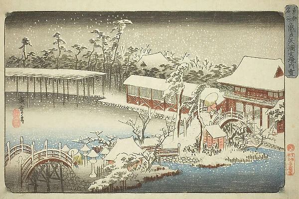 The Compound of the Tenman Shrine at Kameido in the Snow (Kameido Tenmangu keidai no... c. 1832 / 38. Creator: Ando Hiroshige)