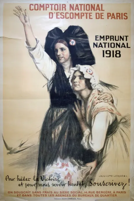 Framed Print : Comptoir National d Escompte de Paris, French World War I poster, 1918. Artist: Auguste Leroux Framed Print : Comptoir National d Escompte de Paris, French World War I poster, 1918. Artist: Auguste Leroux